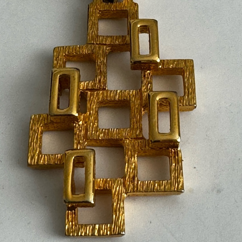 Vintage Modernist Pendant D'ORLAN Boucher 8522 Brutalist70's MSM Gold Plated